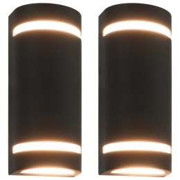 Zewnętrzne lampy ścienne, 2 szt., 35 W, czarne, półokrągłe