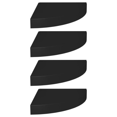 Narożne półki ścienne, 4 szt., czarne, 25x25x3,8 cm, MDF