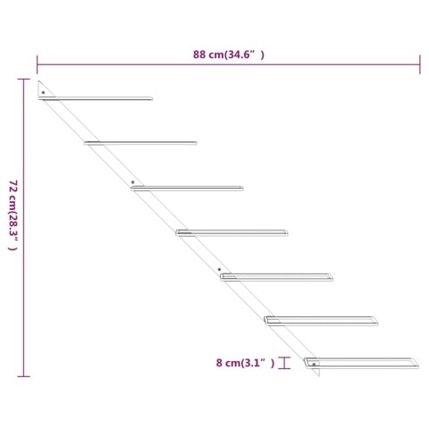 Ścienny uchwyt na 7 butelek wina, złoty, metalowy
