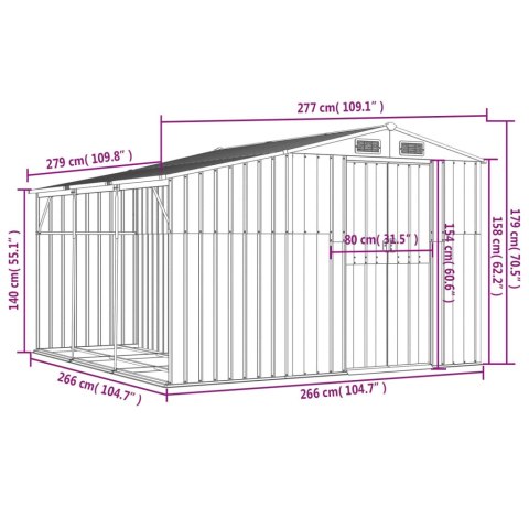 Szopa ogrodowa, brązowa, 277x279x179 cm, stal galwanizowana