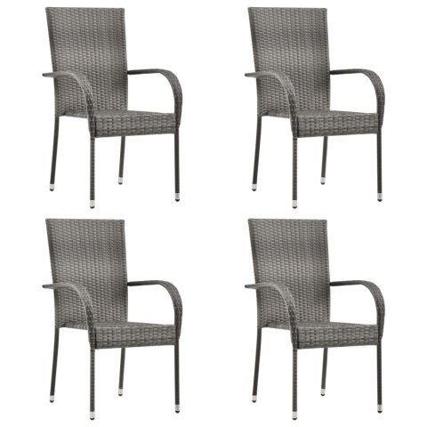Sztaplowane krzesła ogrodowe, 4 szt., szare, polirattan