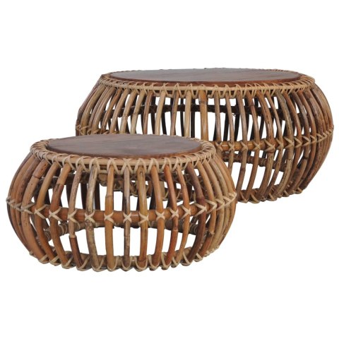 Stoliki kawowe, 2 szt., naturalny rattan