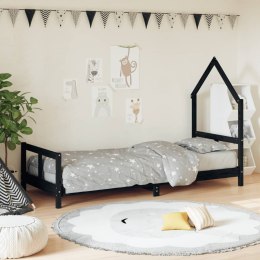Rama łóżka, czarna, 80x200 cm, lite drewno sosnowe