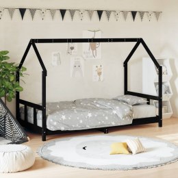 Rama łóżka, czarna, 90x200 cm, lite drewno sosnowe