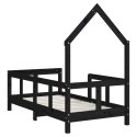 Rama łóżka dziecięcego, czarna, 70x140 cm, drewno sosnowe