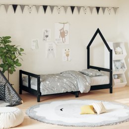 Rama łóżka dziecięcego, czarna, 80x160 cm, drewno sosnowe