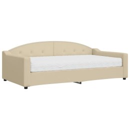 Sofa z materacem do spania, kremowa, 100x200 cm, tkanina