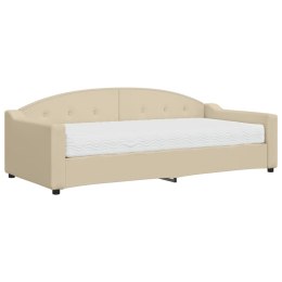 Sofa z materacem do spania, kremowa, 90x200 cm, tkanina