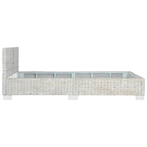 Rama łóżka, szara, naturalny rattan, 140 x 200 cm