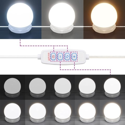 Toaletka z lampkami LED, biała, 90x42x132,5 cm Toaletka z lampkami LED, biała, 90x42x132,5 cm