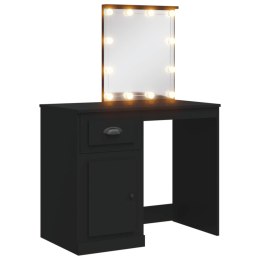 Toaletka z lampkami LED, czarna, 90x42x132,5 cm