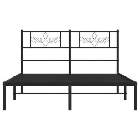 Metalowa rama łóżka z wezgłowiem, czarna, 150x200 cm