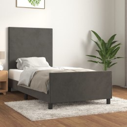 Rama łóżka z zagłówkiem, ciemnoszara, 100x200 cm, aksamitna