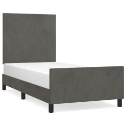 Rama łóżka z zagłówkiem, ciemnoszara, 100x200 cm, aksamitna