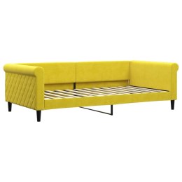 Sofa z funkcją spania, żółta, 100x200 cm, obita aksamitem