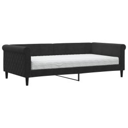 Sofa z materacem do spania, czarna, 100x200 cm, aksamit