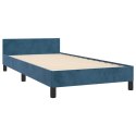 Rama łóżka z zagłówkiem, ciemnoniebieska, 80x200 cm, aksamitna