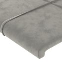 Rama łóżka z zagłówkiem, jasnoszara, 100x200 cm, aksamitna