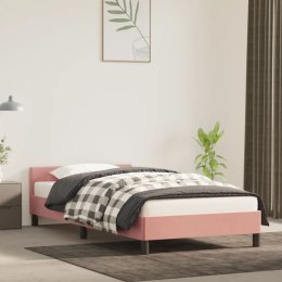 Rama łóżka z zagłówkiem, różowa, 80x200 cm, aksamitna