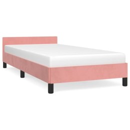 Rama łóżka z zagłówkiem, różowa, 80x200 cm, aksamitna
