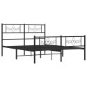 Metalowa rama łóżka z wezgłowiem i zanóżkiem, czarna, 150x200cm