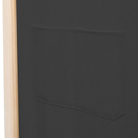 Parawan 5-panelowy, szary, 200 x 170 x 4 cm, tkanina