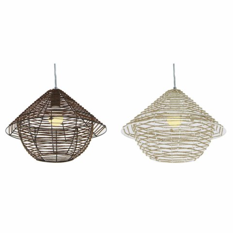 Lampa Sufitowa DKD Home Decor Biały Brązowy Czarny Naturalny Metal Sznurek Plastikowy 50 W 220 V Miejska 38 x 38 x 27 cm (2 Sztu