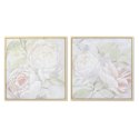 Obraz DKD Home Decor 80 x 4 x 80 cm Kvety Shabby Chic (2 Sztuk)