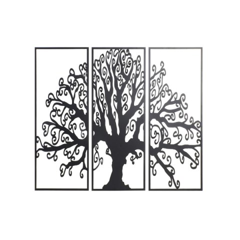 Dekoracja ścienna DKD Home Decor 3 Części Czarny Drzewo Metal (105 x 1,3 x 91 cm)
