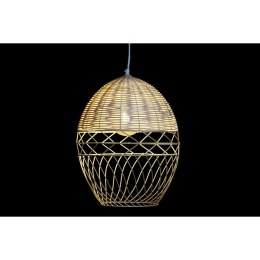 Lampa Sufitowa DKD Home Decor Metal Biały Jasnobrązowy Rattan 50 W (30 x 30 x 38 cm)