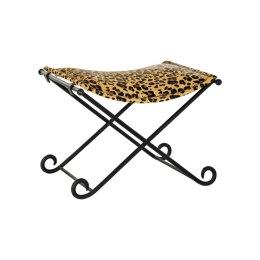 Ergonomiczny DKD Home Decor Czarny Metal Brązowy Skóra Lampart (55 x 45 x 41 cm)