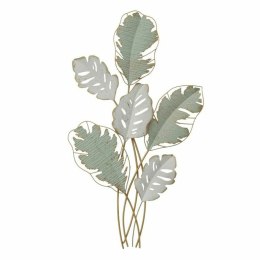 Dekoracja ścienna DKD Home Decor Metal Biały Kolor Zielony Nowoczesny Liść roślin (57 x 5,7 x 103 cm)