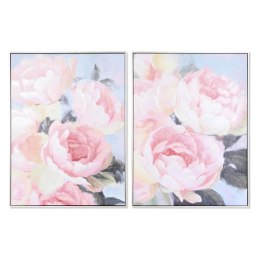 Obraz DKD Home Decor 60 x 3,5 x 80 cm 60 x 3 x 80 cm Kvety Romantyczny (2 Sztuk)