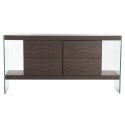 Kredens DKD Home Decor Szkło Brązowy Przezroczysty Orzech 160 x 45 x 80 cm Drewno MDF