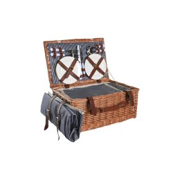 Koszyk DKD Home Decor Picnic Brązowy Granatowy wiklinowy 46 x 30 x 20 cm