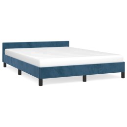 Rama łóżka z zagłówkiem, ciemnoniebieska, 140x200 cm, aksamitna