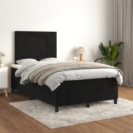 Łóżko kontynentalne z materacem, czarne, 120x200 cm, aksamit