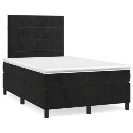 Łóżko kontynentalne z materacem, czarne, 120x200 cm, aksamit