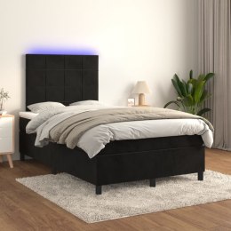 Łóżko kontynentalne z materacem i LED, czarny aksamit 120x200cm