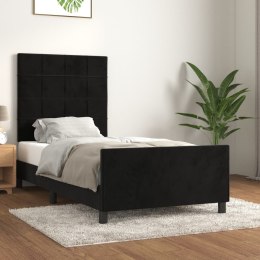 Rama łóżka z zagłówkiem, czarna, 100x200 cm, aksamitna