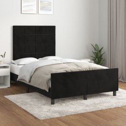 Rama łóżka z zagłówkiem, czarna, 120x200 cm, aksamitna