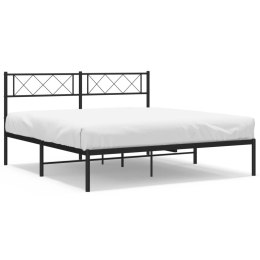 Metalowa rama łóżka z wezgłowiem, czarna, 160x200 cm