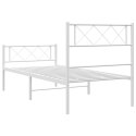 Metalowa rama łóżka z wezgłowiem i zanóżkiem, biała, 75x190 cm