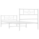 Metalowa rama łóżka z wezgłowiem i zanóżkiem, biała, 90x200 cm