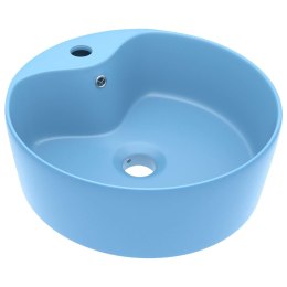 Umywalka z przelewem, matowy błękit, 36x13 cm, ceramiczna