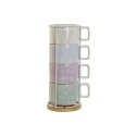 Zestaw filiżanek do kawy DKD Home Decor Kolor Zielony Błękitne niebo Liliowy Metal Bambus Dolomite 260 ml