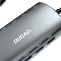 11w1 Adapter HUB USB-C HDMI 3,5 mm mini jack USB czytnik kart SD micro SD VGA RJ45 szary