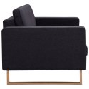 3-osobowa sofa tapicerowana tkaniną, czarna