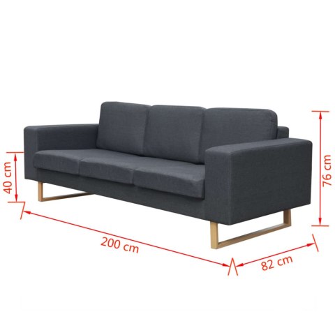 Sofa 3-os. ciemnoszara