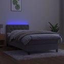 Łóżko kontynentalne z materacem i LED, szare 80x200 cm, aksamit